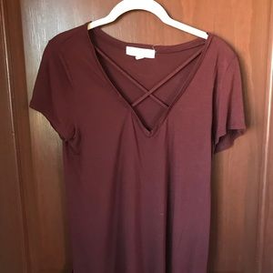 Criss Cross Maroon Top